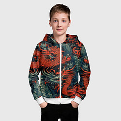 Толстовка на молнии детская Красный и серый дракон, цвет: 3D-белый — фото 2
