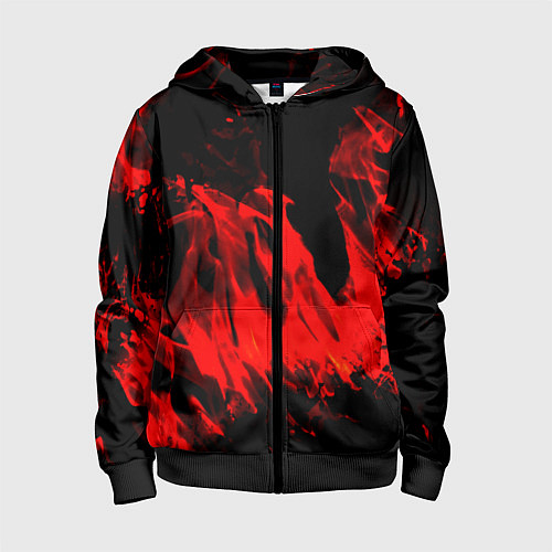 Детская толстовка на молнии Красное пламя / 3D-Черный – фото 1