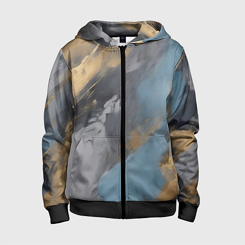 Детская толстовка на молнии Мазки краски - нейросеть / 3D-Черный – фото 1