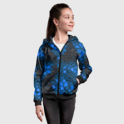 Толстовка на молнии детская Синий трескающийся камень, цвет: 3D-черный — фото 2