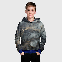 Толстовка на молнии детская Темно-серый мрамор, цвет: 3D-синий — фото 2