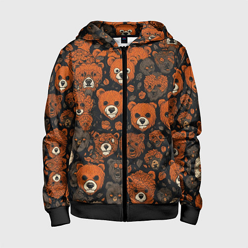 Детская толстовка на молнии Мишки сердитые / 3D-Черный – фото 1