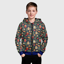 Толстовка на молнии детская Новогодние напитки, цвет: 3D-синий — фото 2