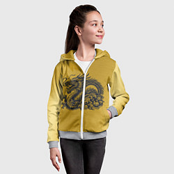 Толстовка на молнии детская Дракон на золоте, цвет: 3D-меланж — фото 2