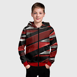 Толстовка на молнии детская Красная металическая абстракция, цвет: 3D-красный — фото 2