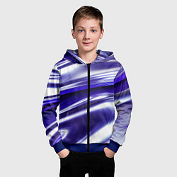 Толстовка на молнии детская Белая синяя абстракция волнами, цвет: 3D-синий — фото 2