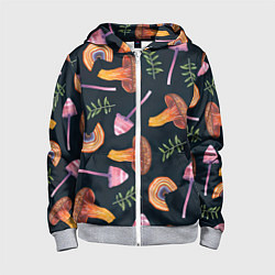 Толстовка на молнии детская Goblincore - болотные грибы, цвет: 3D-меланж