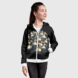 Толстовка на молнии детская Утки в пруду, цвет: 3D-белый — фото 2