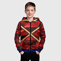 Толстовка на молнии детская Золотые ленты на красном фоне, цвет: 3D-синий — фото 2