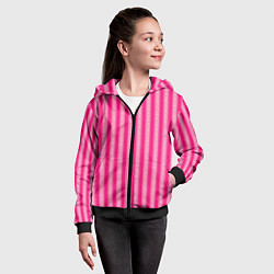 Толстовка на молнии детская Розовый в полоску с узором, цвет: 3D-черный — фото 2
