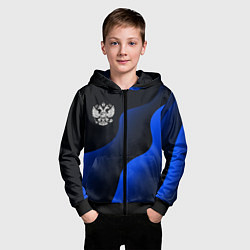 Толстовка на молнии детская Герб РФ - глубокий синий, цвет: 3D-черный — фото 2