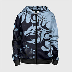 Детская толстовка на молнии Дракон со снежинками