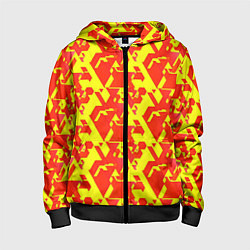 Детская толстовка на молнии Красные фигуры на жёлтом фоне