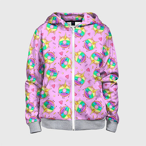Детская толстовка на молнии Пончики единороги / 3D-Меланж – фото 1