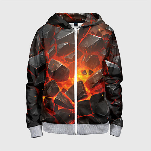 Детская толстовка на молнии Летящие черные камни после взрыва / 3D-Меланж – фото 1