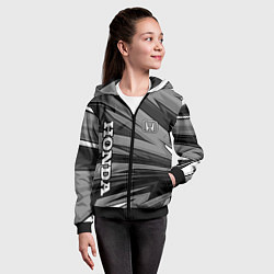 Толстовка на молнии детская Honda - монохромный спортивный, цвет: 3D-черный — фото 2