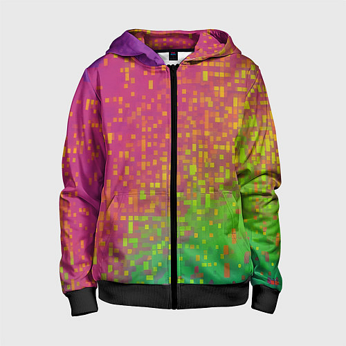 Детская толстовка на молнии Разноцветные пиксели / 3D-Черный – фото 1