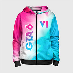 Детская толстовка на молнии GTA 6 neon gradient style вертикально