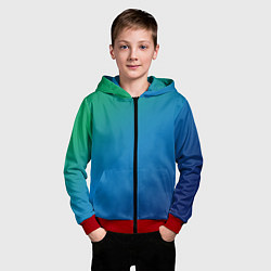 Толстовка на молнии детская Зеленый и синий диагональный градиент, цвет: 3D-красный — фото 2