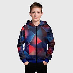 Толстовка на молнии детская Синяя геометрическая абстракция, цвет: 3D-синий — фото 2