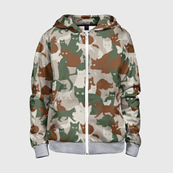 Детская толстовка на молнии Кошки - камуфляж