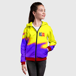 Толстовка на молнии детская НБА баскетбол краски неоновые желтые, цвет: 3D-красный — фото 2