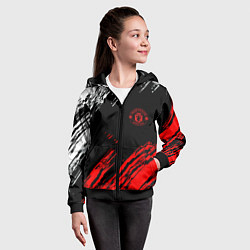 Толстовка на молнии детская ФК Манчестер Юнайтед спортивные краски, цвет: 3D-черный — фото 2