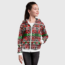 Толстовка на молнии детская Вязанный орнамент узор, цвет: 3D-белый — фото 2