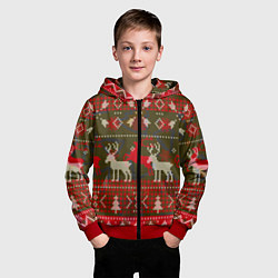 Толстовка на молнии детская Рождественский орнамент, цвет: 3D-красный — фото 2