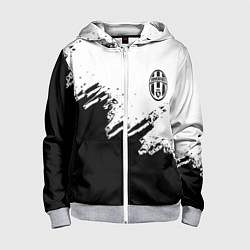 Толстовка на молнии детская Juventus black sport texture, цвет: 3D-меланж