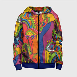 Толстовка на молнии детская Психоделика и третий глаз, цвет: 3D-синий