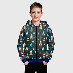 Толстовка на молнии детская Треугольные ёлки, цвет: 3D-синий — фото 2