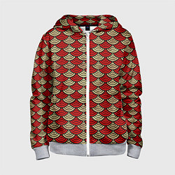 Детская толстовка на молнии Золотая и красная чешуя