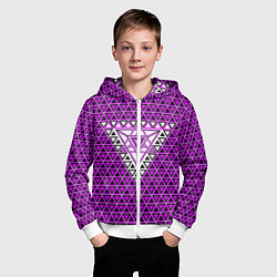 Толстовка на молнии детская Розовые и чёрные треугольники, цвет: 3D-белый — фото 2