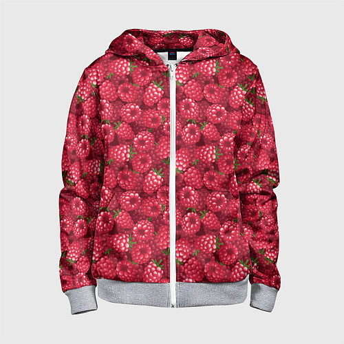 Детская толстовка на молнии Малина ягода / 3D-Меланж – фото 1
