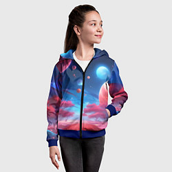 Толстовка на молнии детская Красный лес, цвет: 3D-синий — фото 2