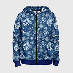 Детская толстовка на молнии Snowflakes on a blue background