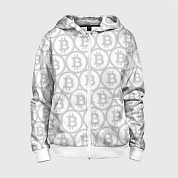 Детская толстовка на молнии Биткоин патерн на белом фоне