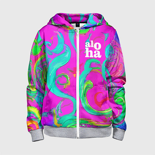 Детская толстовка на молнии Abstract floral pattern - aloha / 3D-Меланж – фото 1