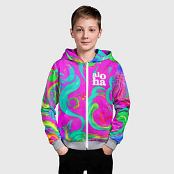 Толстовка на молнии детская Abstract floral pattern - aloha, цвет: 3D-меланж — фото 2