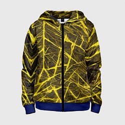 Толстовка на молнии детская Жёлтая паутина на чёрном фоне, цвет: 3D-синий