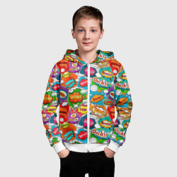 Толстовка на молнии детская Bang Boom Ouch pop art pattern, цвет: 3D-белый — фото 2