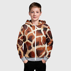 Толстовка на молнии детская Пятнистый мех жирафа, цвет: 3D-меланж — фото 2