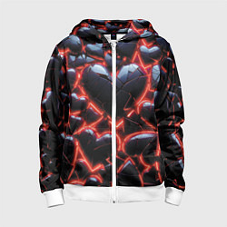 Детская толстовка на молнии Разбитые сердца и красный неон