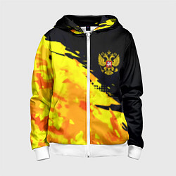 Толстовка на молнии детская Имперский герб россии краски, цвет: 3D-белый