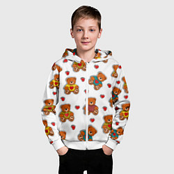 Толстовка на молнии детская Наклейки мишки игрушечные и сердца, цвет: 3D-белый — фото 2