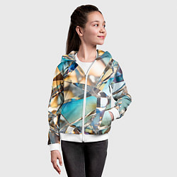 Толстовка на молнии детская Грани стеклянного камня, цвет: 3D-белый — фото 2