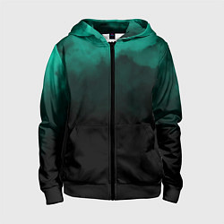 Детская толстовка на молнии Зелёный туман на чёрном