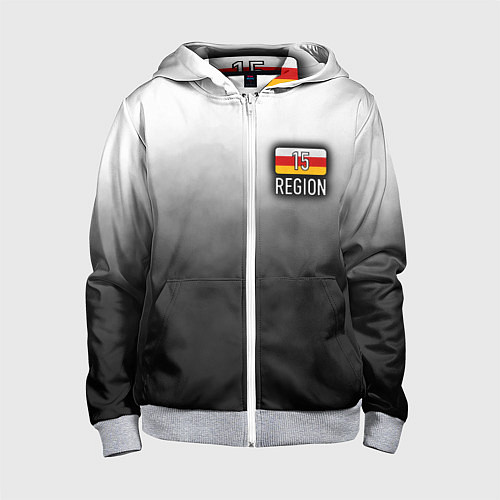 Детская толстовка на молнии 15 регион на спине / 3D-Меланж – фото 1