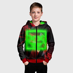 Толстовка на молнии детская Неоновый квадрат, цвет: 3D-красный — фото 2